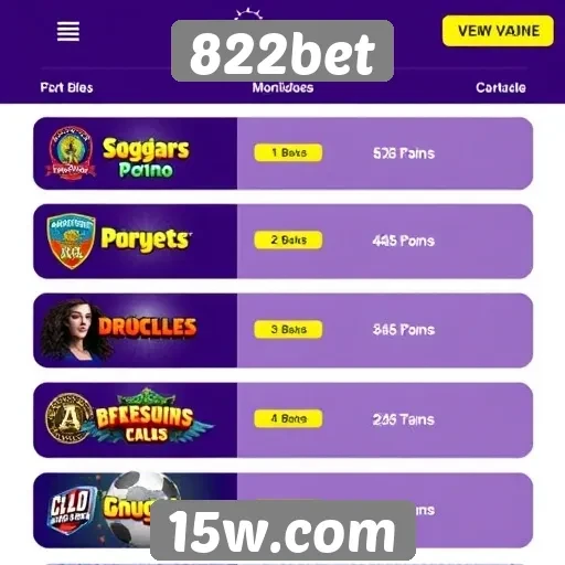 Comparação entre categorias de jogos da 822bet